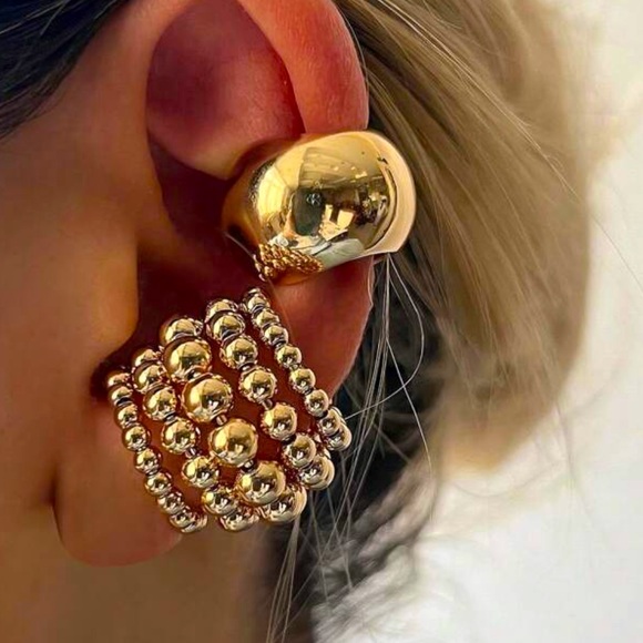 2 pc Gold Chunky ear Cuffs - Picture 1 of 2